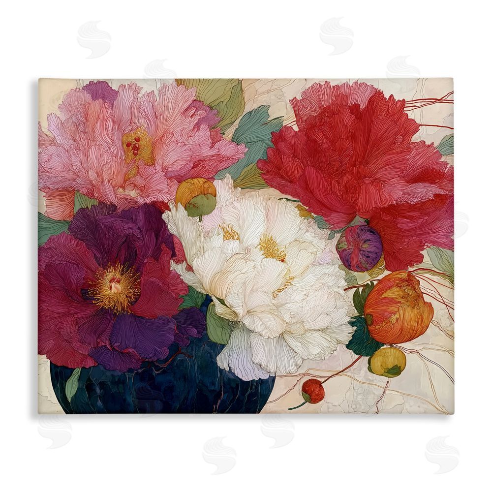 Annabelle Hall Haiku Ornate Flower Petals Stretched Canvas Wall Art Print