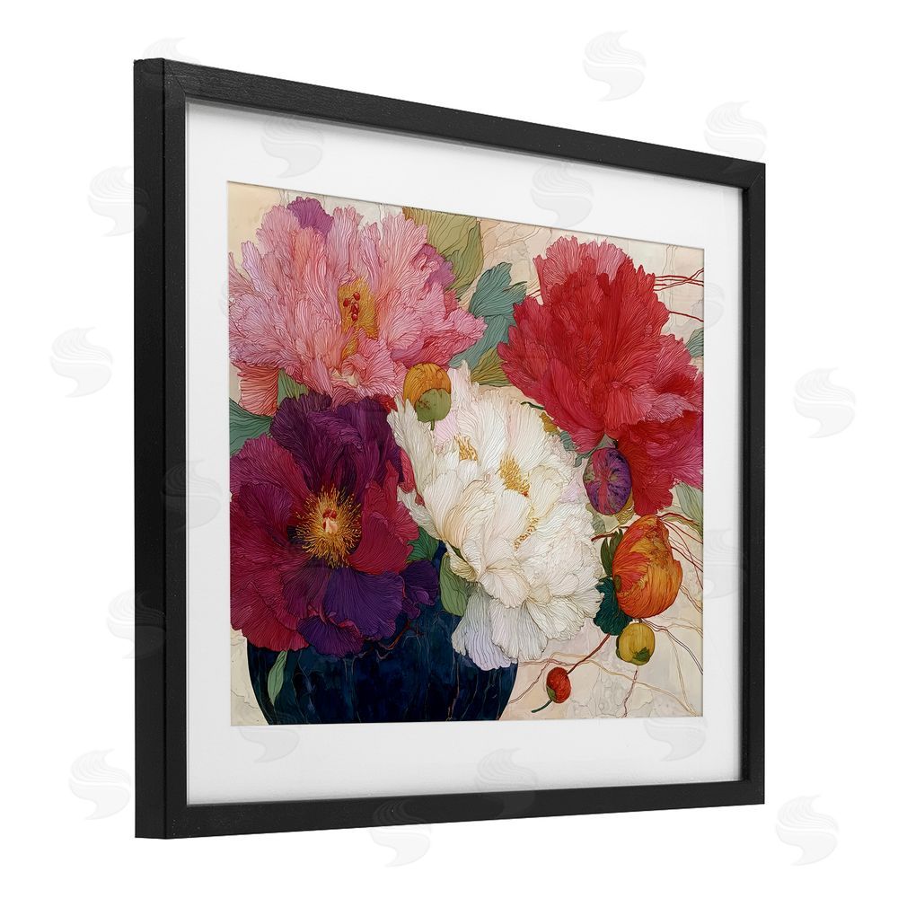 Annabelle Hall Haiku Ornate Flower Petals Black Framed Print Under Glass Wall Art