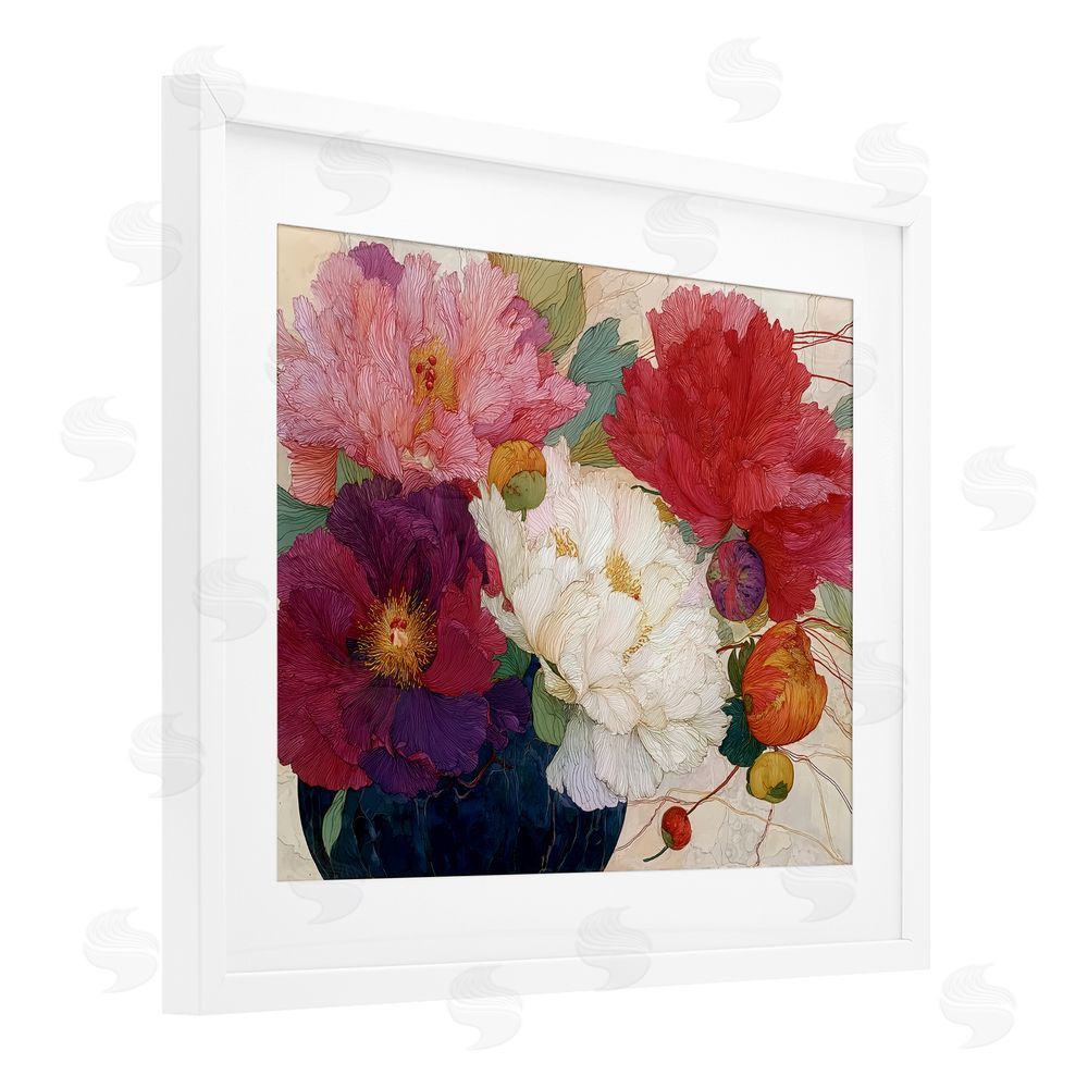 Annabelle Hall Haiku Ornate Flower Petals White Framed Print Under Glass Wall Art