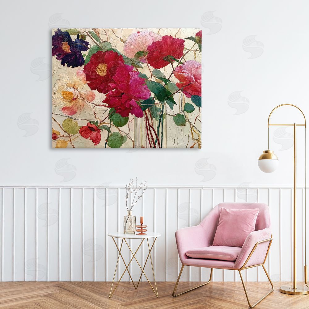 Annabelle Hall Haiku Flower Vase Stretched Canvas Wall Art Print in Room