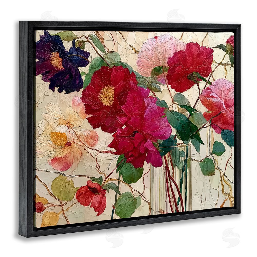 Annabelle Hall Haiku Flower Vase Black Floating Frame Canvas Wall Art Print