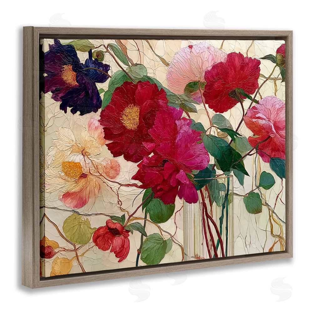 Annabelle Hall Haiku Flower Vase Brown Floating Frame Canvas Wall Art Print