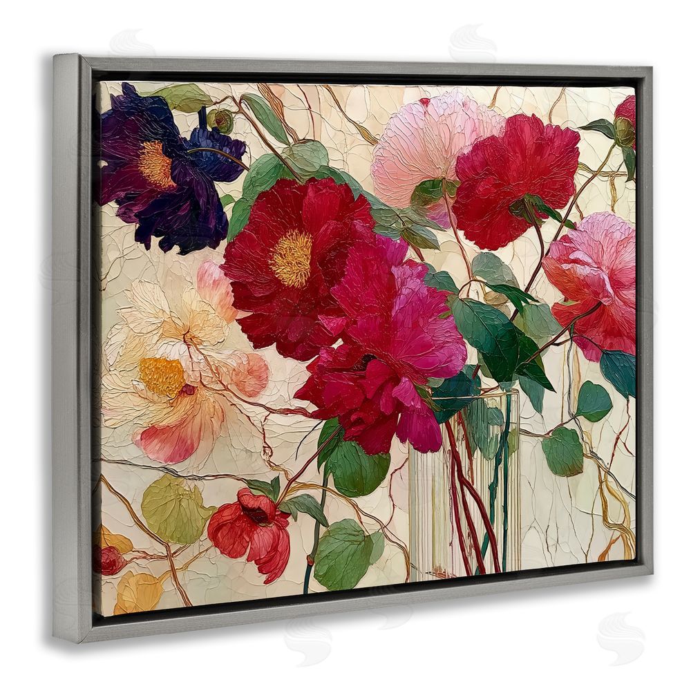Annabelle Hall Haiku Flower Vase Gray Floating Frame Canvas Wall Art Print