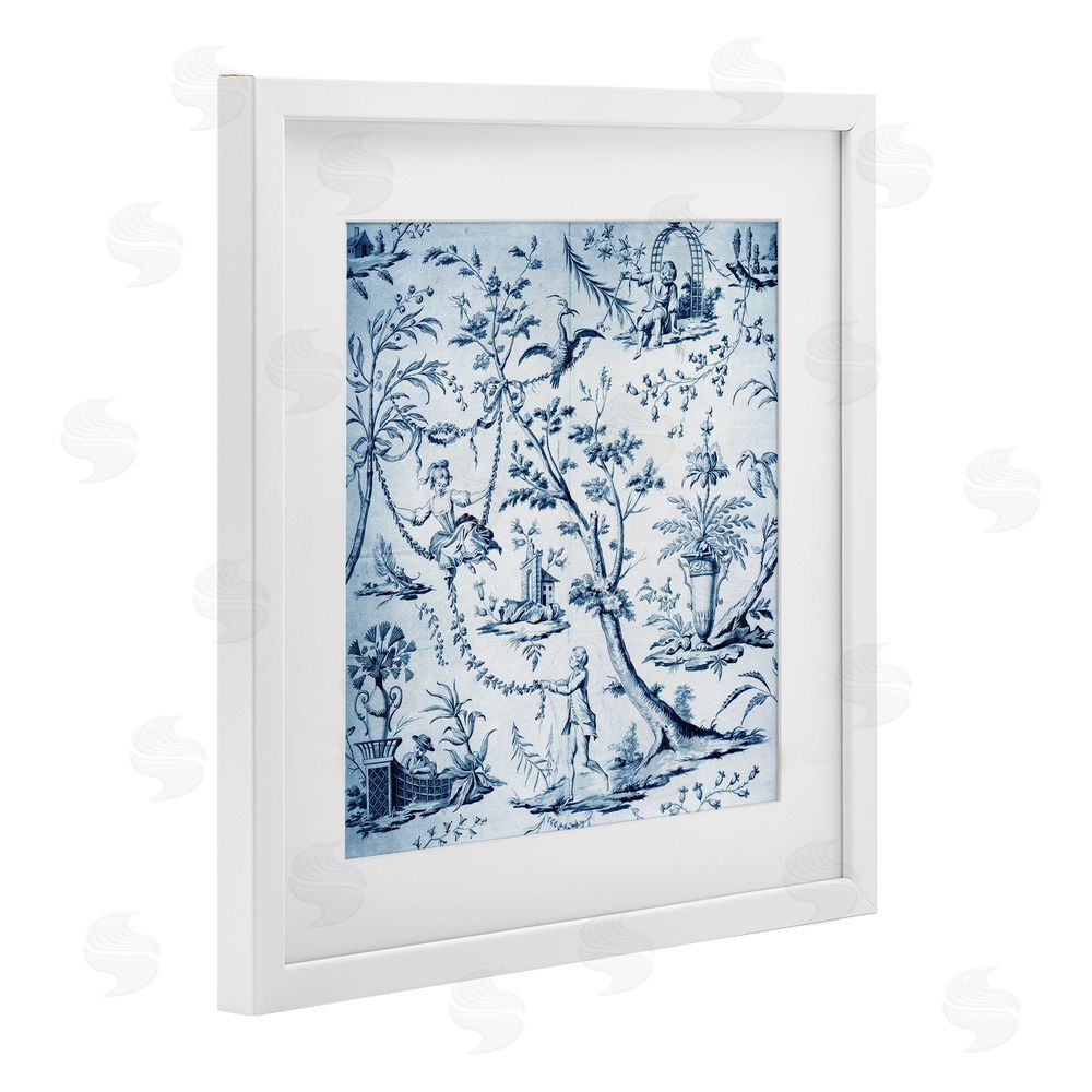 Vintage Hustle Vintage Toile Scene White Framed Print Under Glass Wall Art