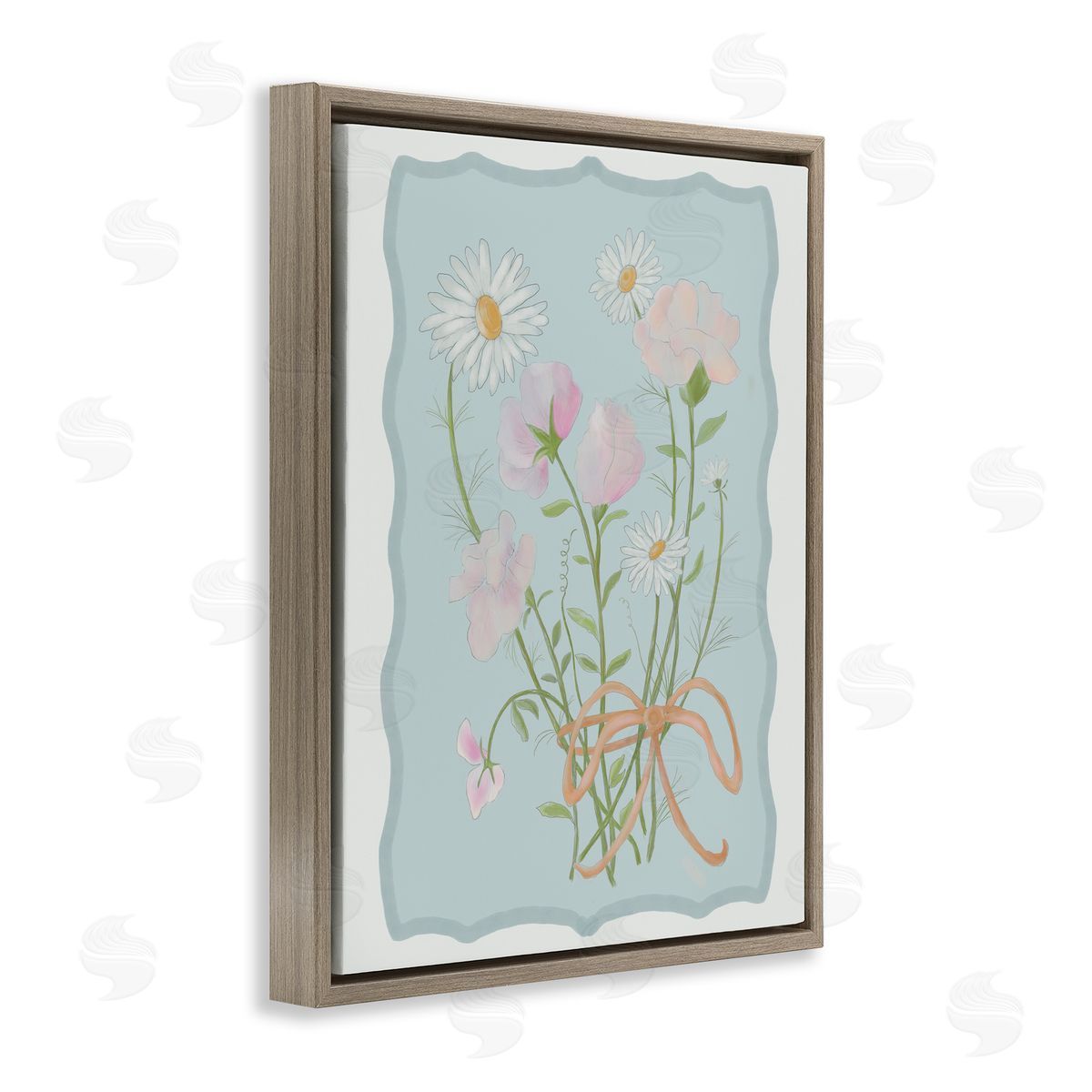 Leslie Hermosa Spring Cottage Clippings Brown Floating Frame Canvas Wall Art Print