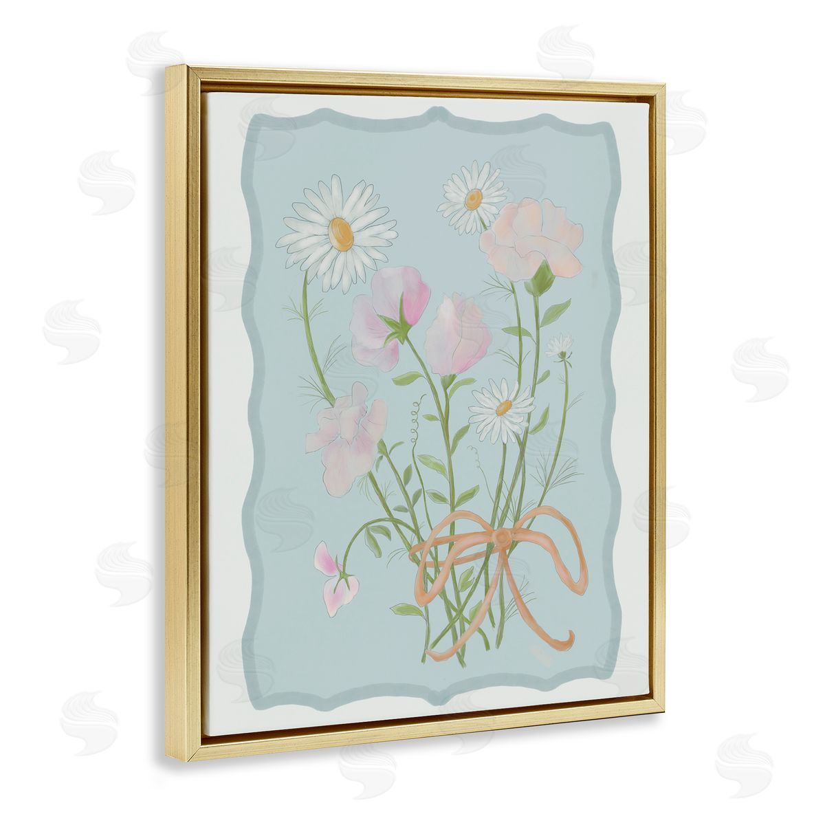 Leslie Hermosa Spring Cottage Clippings Gold Floating Frame Canvas Wall Art Print