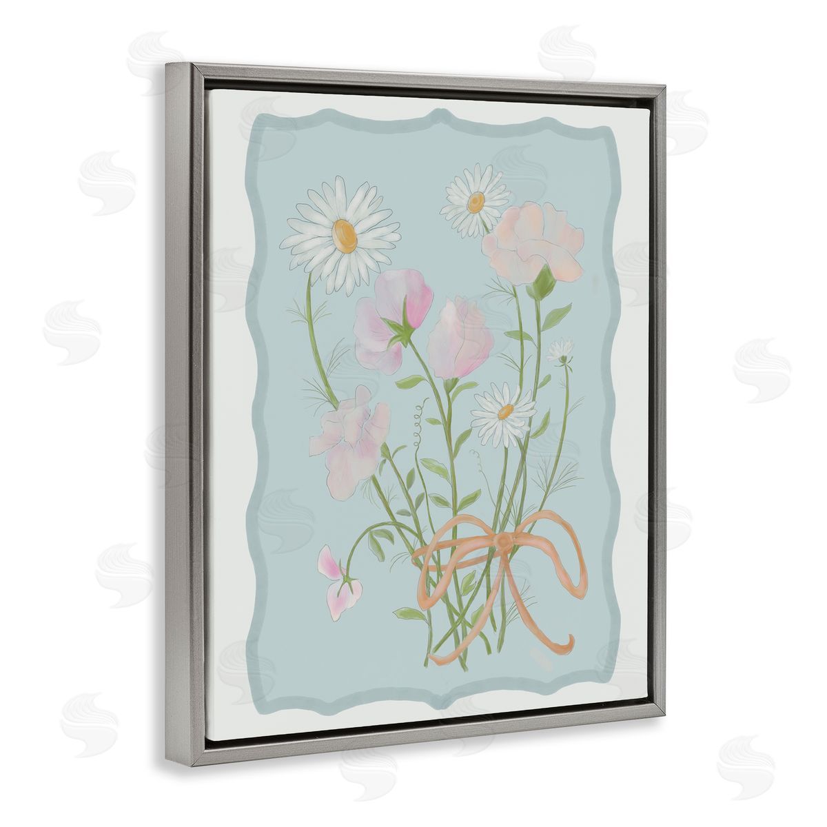 Leslie Hermosa Spring Cottage Clippings Gray Floating Frame Canvas Wall Art Print