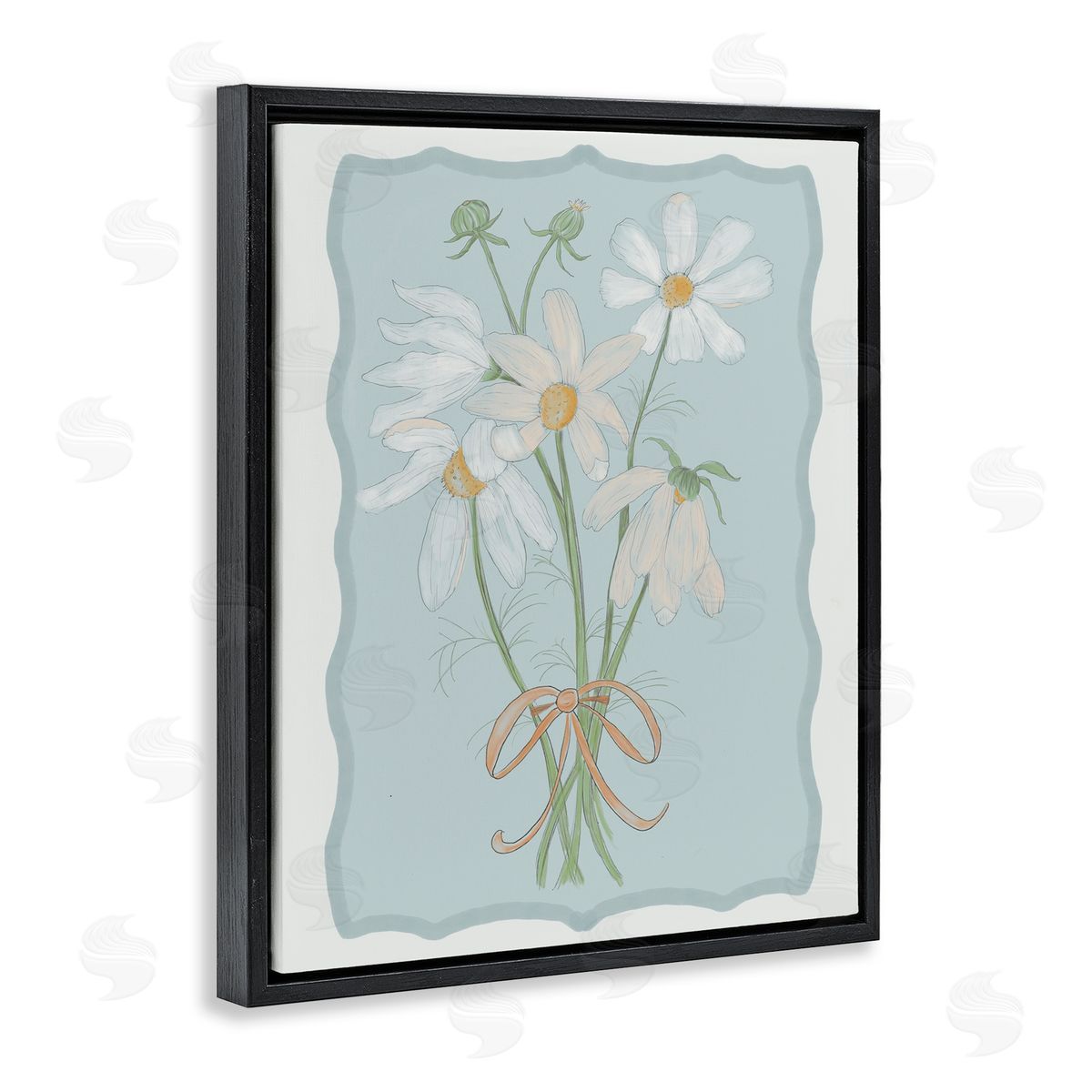 Leslie Hermosa Spring Clippings Daisies Black Floating Frame Canvas Wall Art Print
