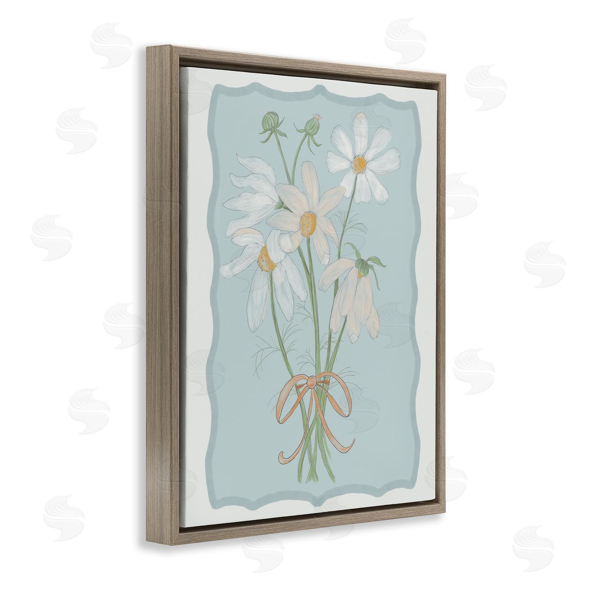 Leslie Hermosa Spring Clippings Daisies Brown Floating Frame Canvas Wall Art Print