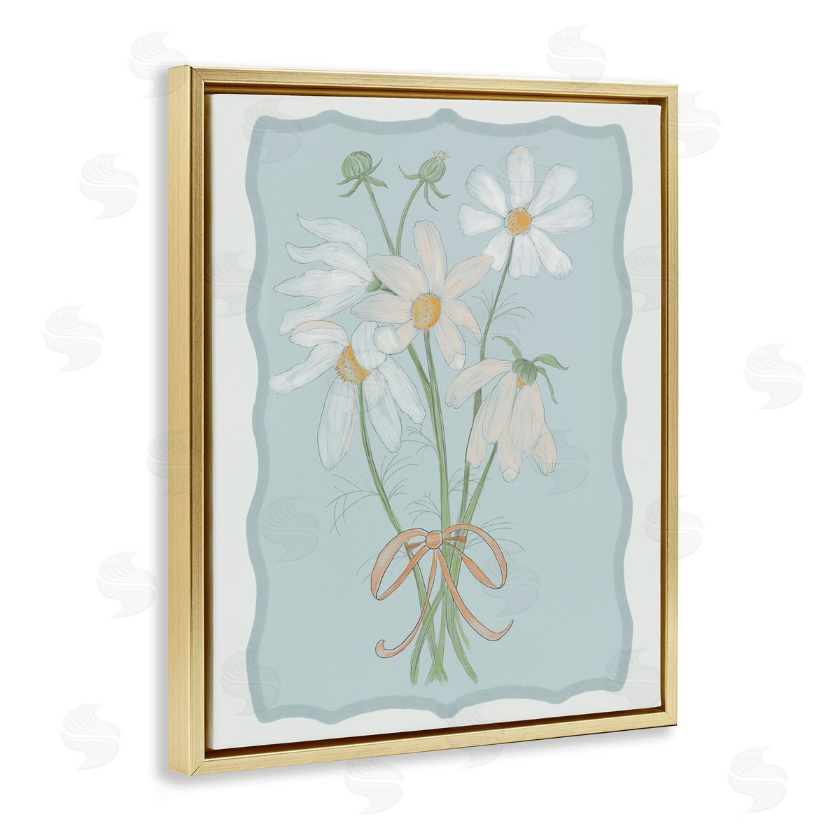 Leslie Hermosa Spring Clippings Daisies Gold Floating Frame Canvas Wall Art Print