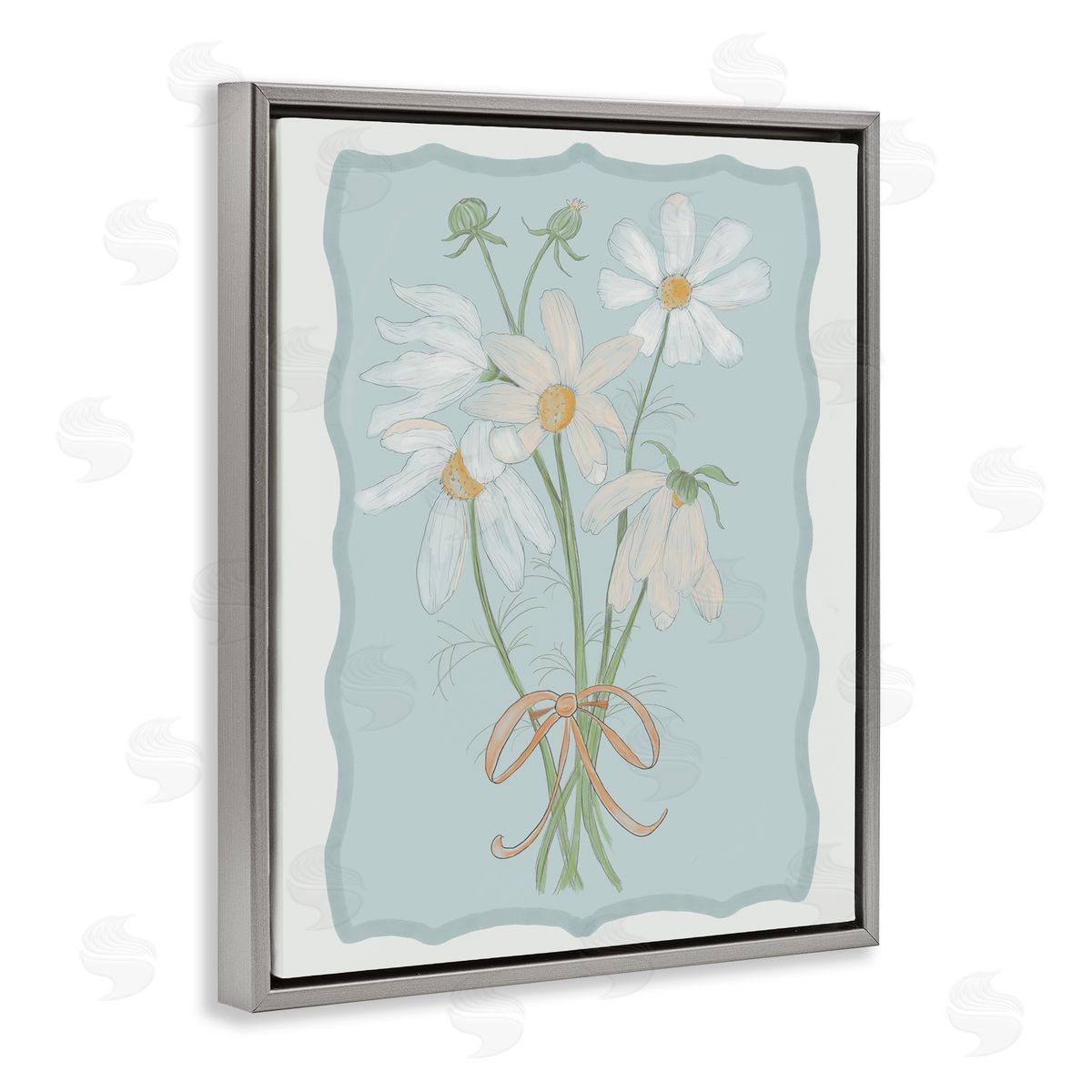 Leslie Hermosa Spring Clippings Daisies Gray Floating Frame Canvas Wall Art Print