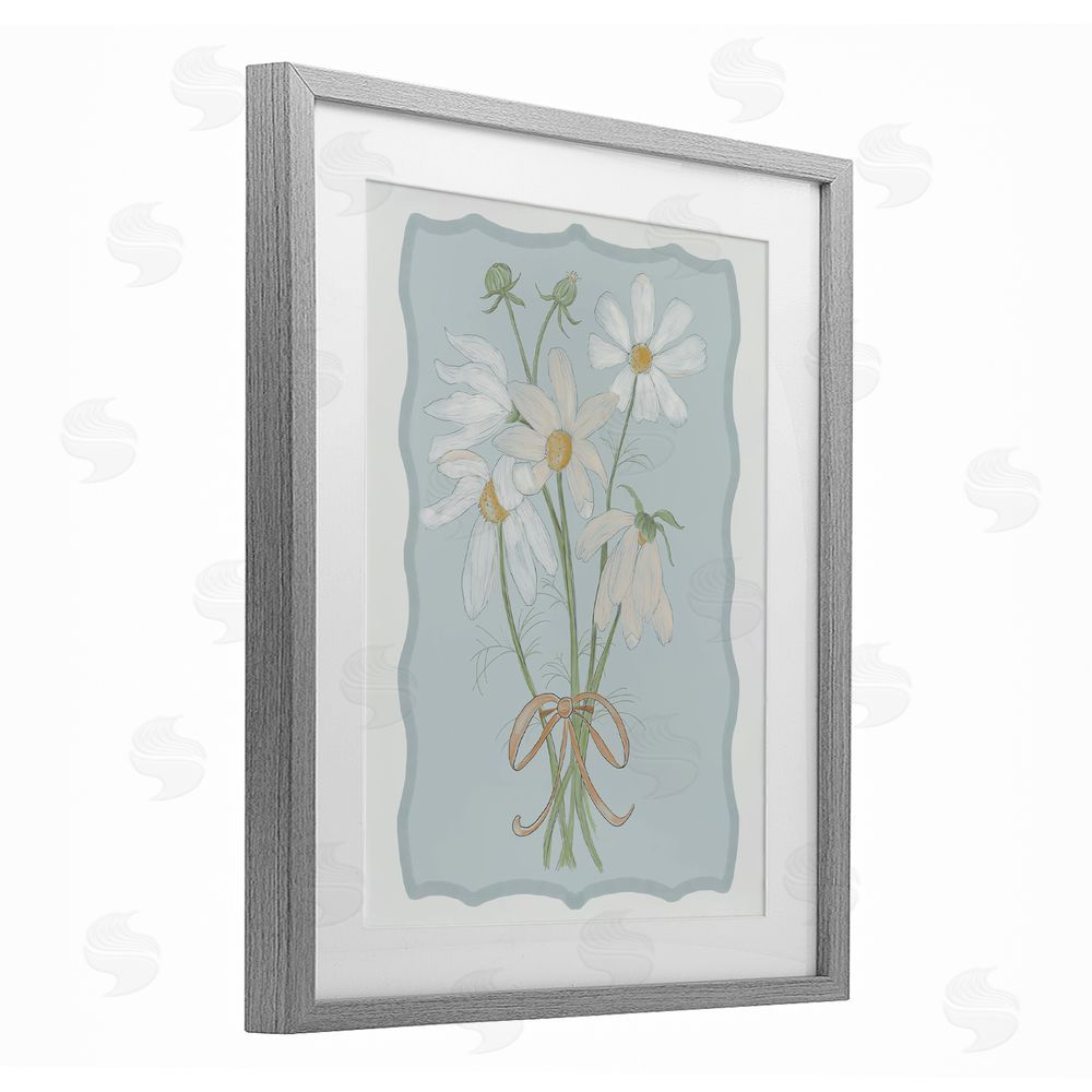Leslie Hermosa Spring Clippings Daisies Gray Framed Print Under Glass Wall Art
