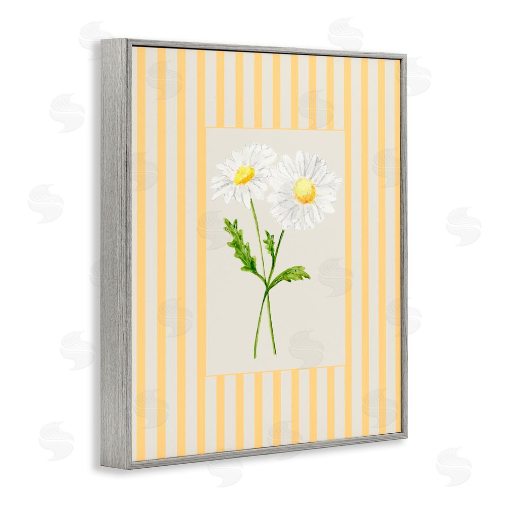 Lisa Wehmeyer Yellow Stripe Daisy Gray Framed Giclee Print Wall Art
