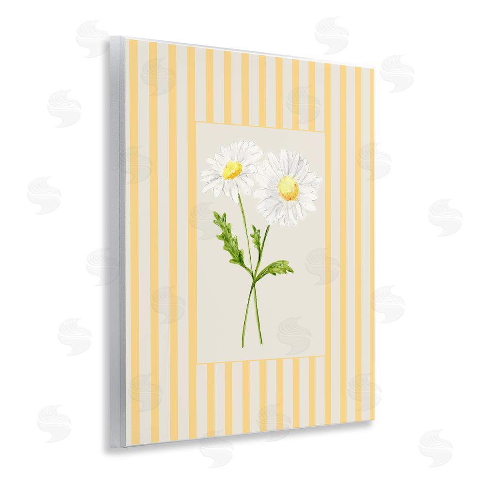 Lisa Wehmeyer Yellow Stripe Daisy Wooden Wall Plaque Art Print