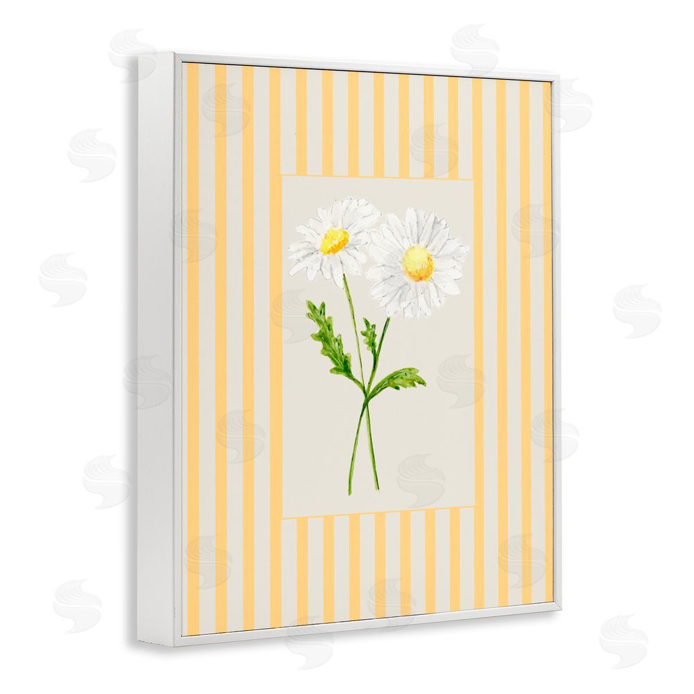 Lisa Wehmeyer Yellow Stripe Daisy White Framed Giclee Print Wall Art