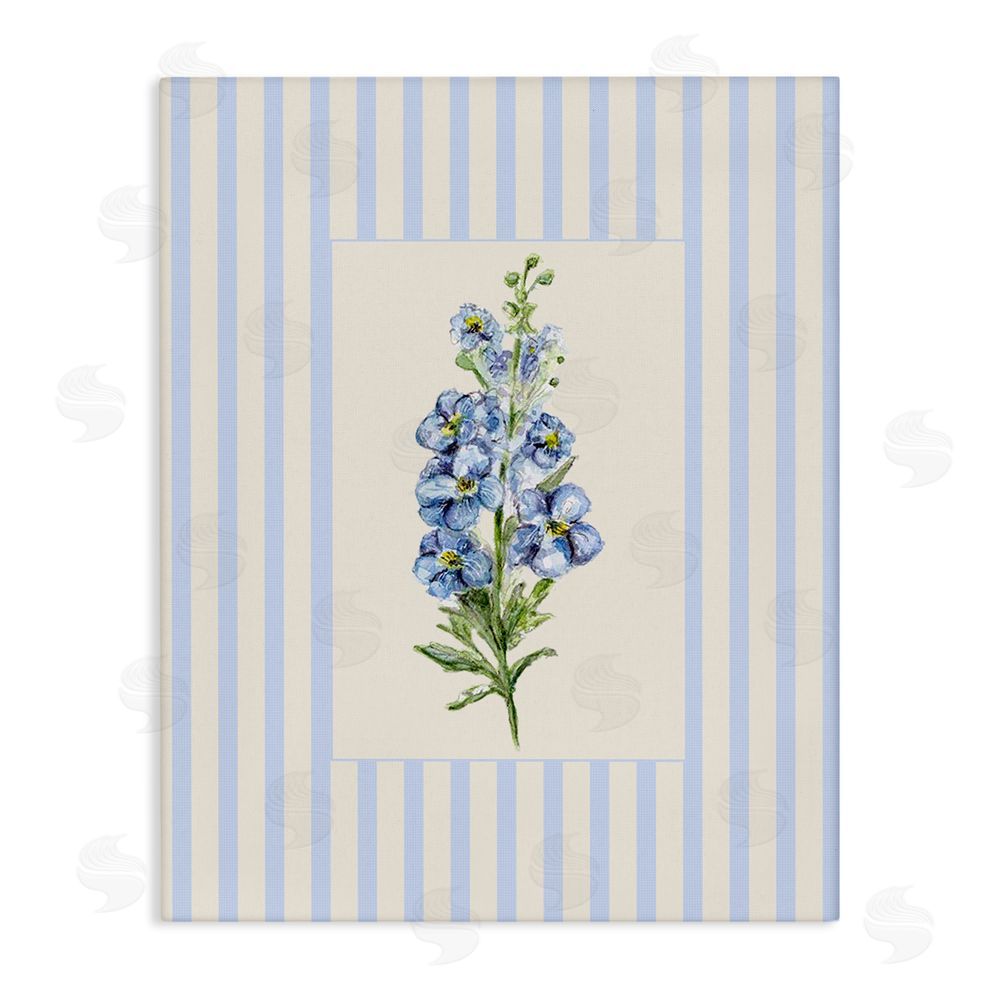 Lisa Wehmeyer Blue Stripe Larkspur Stretched Canvas Wall Art Print