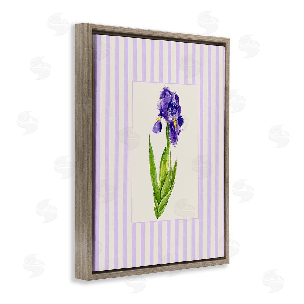 Lisa Wehmeyer Purple Stripe Iris Brown Floating Frame Canvas Wall Art Print