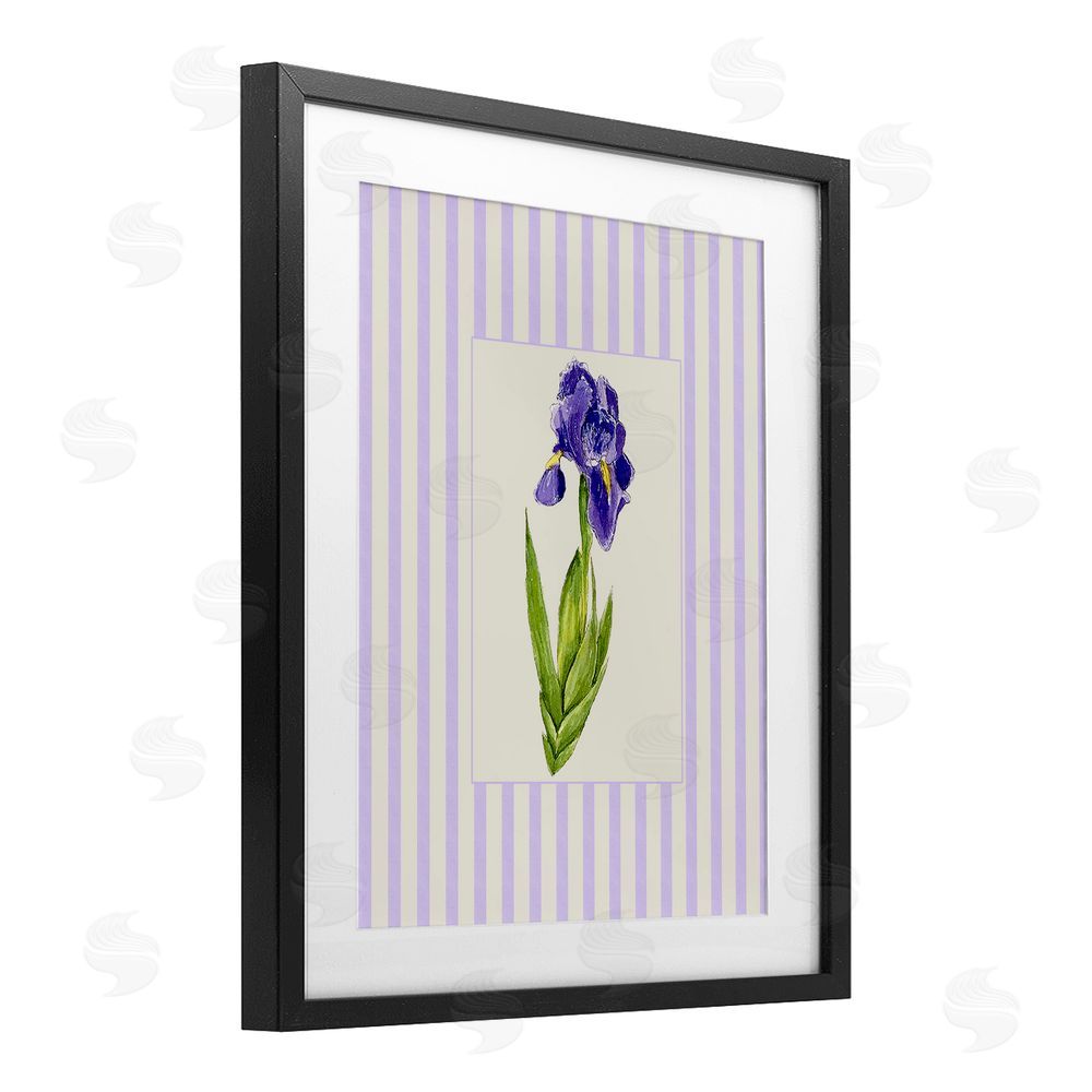 Lisa Wehmeyer Purple Stripe Iris Black Framed Print Under Glass Wall Art