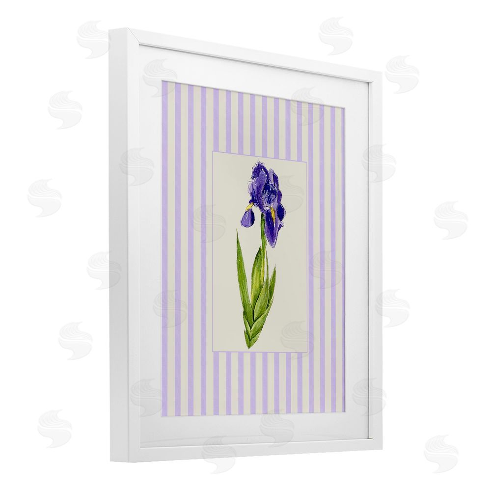 Lisa Wehmeyer Purple Stripe Iris White Framed Print Under Glass Wall Art