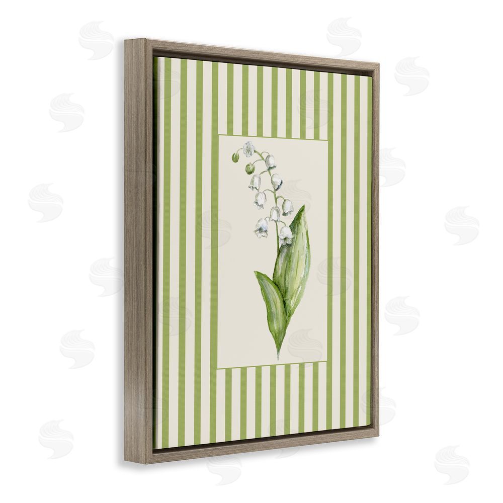 Lisa Wehmeyer Striped Lily Of The Valley Brown Floating Frame Canvas Wall Art Print