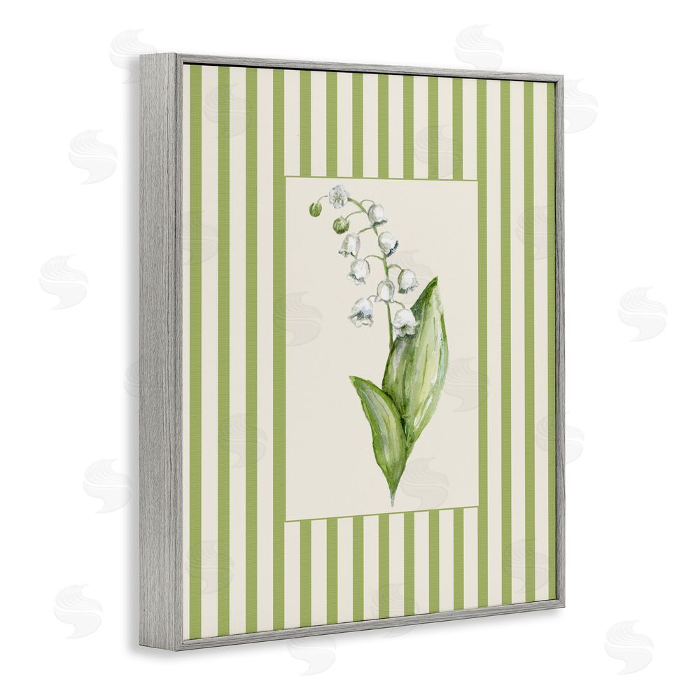 Lisa Wehmeyer Striped Lily Of The Valley Gray Framed Giclee Print Wall Art