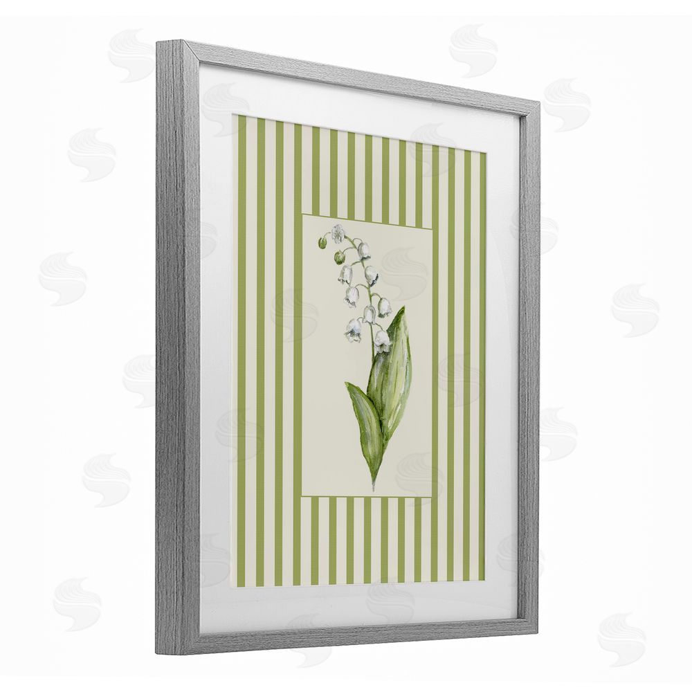 Lisa Wehmeyer Striped Lily Of The Valley Gray Framed Print Under Glass Wall Art