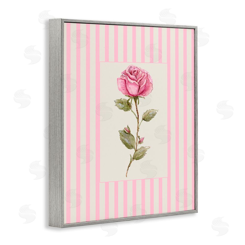 Lisa Wehmeyer Pink Stripe Rose Gray Framed Giclee Print Wall Art