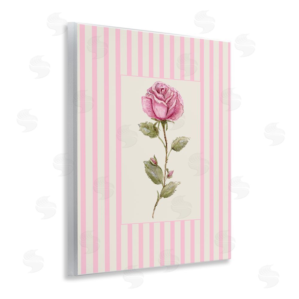 Lisa Wehmeyer Pink Stripe Rose Wooden Wall Plaque Art Print