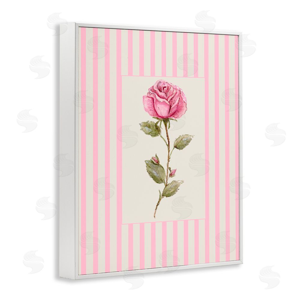 Lisa Wehmeyer Pink Stripe Rose White Framed Giclee Print Wall Art