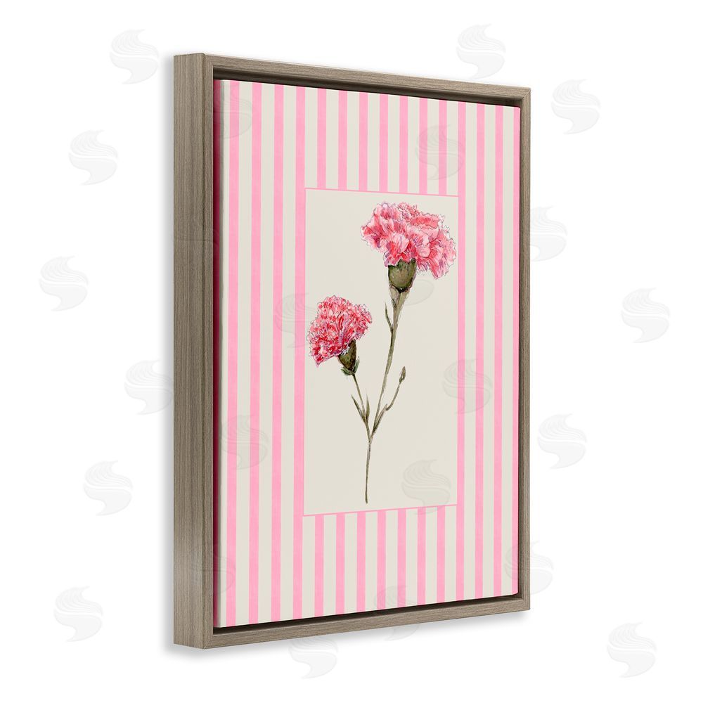 Lisa Wehmeyer Pink Stripe Carnation Brown Floating Frame Canvas Wall Art Print