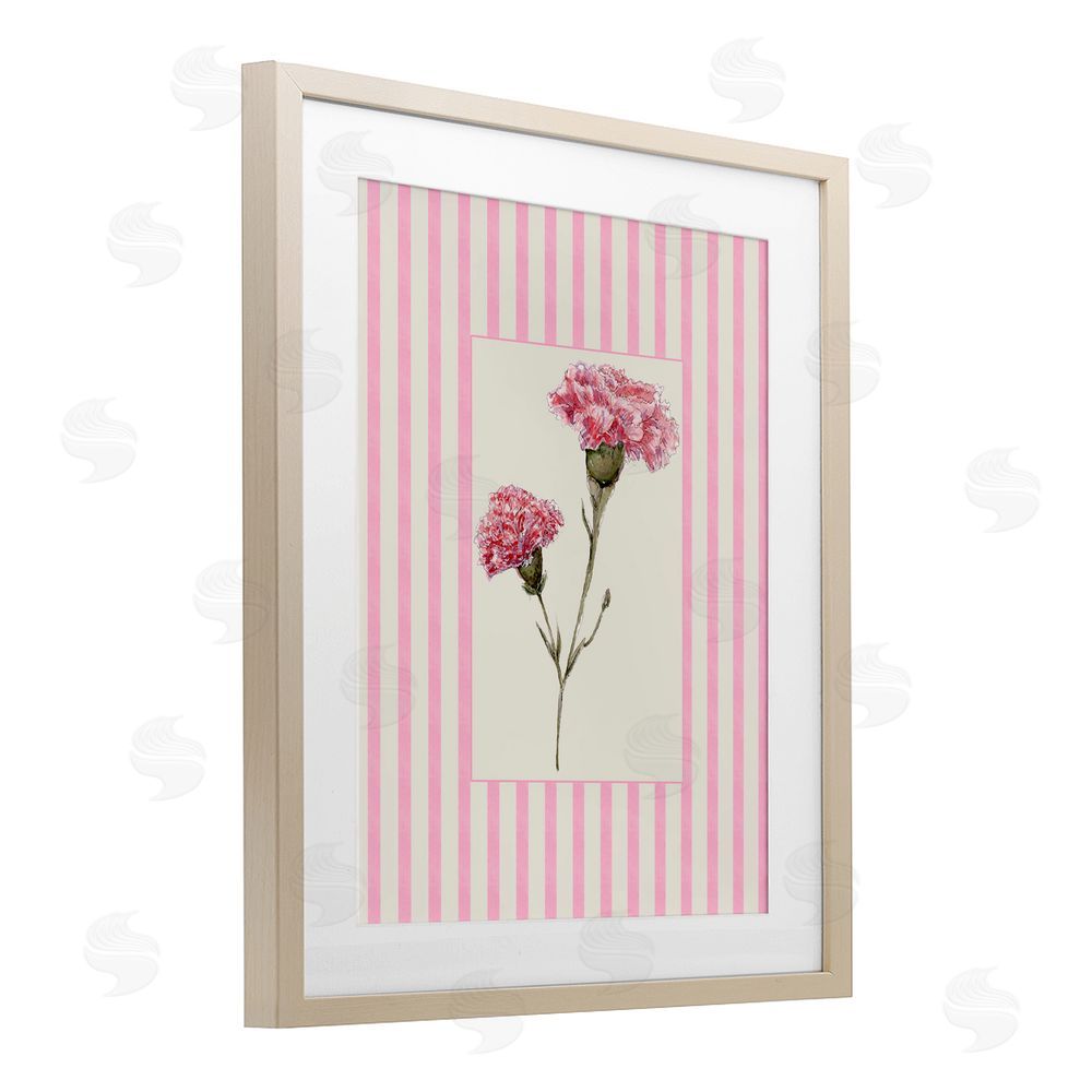 Lisa Wehmeyer Pink Stripe Carnation Brown Framed Print Under Glass Wall Art