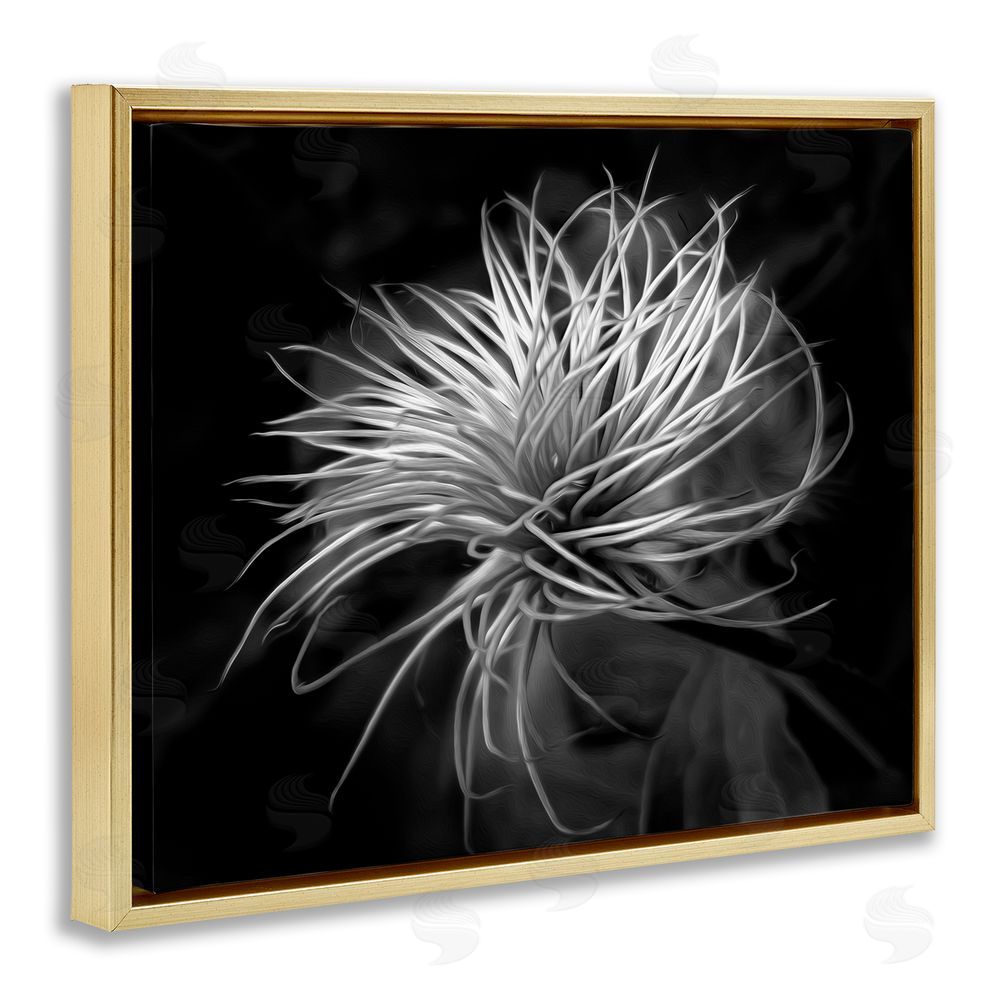 Phillip Flowers Twisting Botanical Leaves Contrast Gold Floating Frame Canvas Wall Art Print