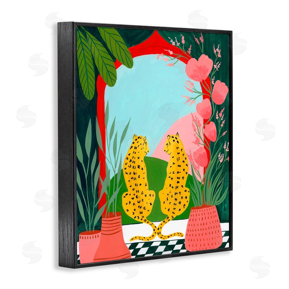 Nabeela Rumi Twin Leopard & Plants Black Framed Giclee Print Wall Art