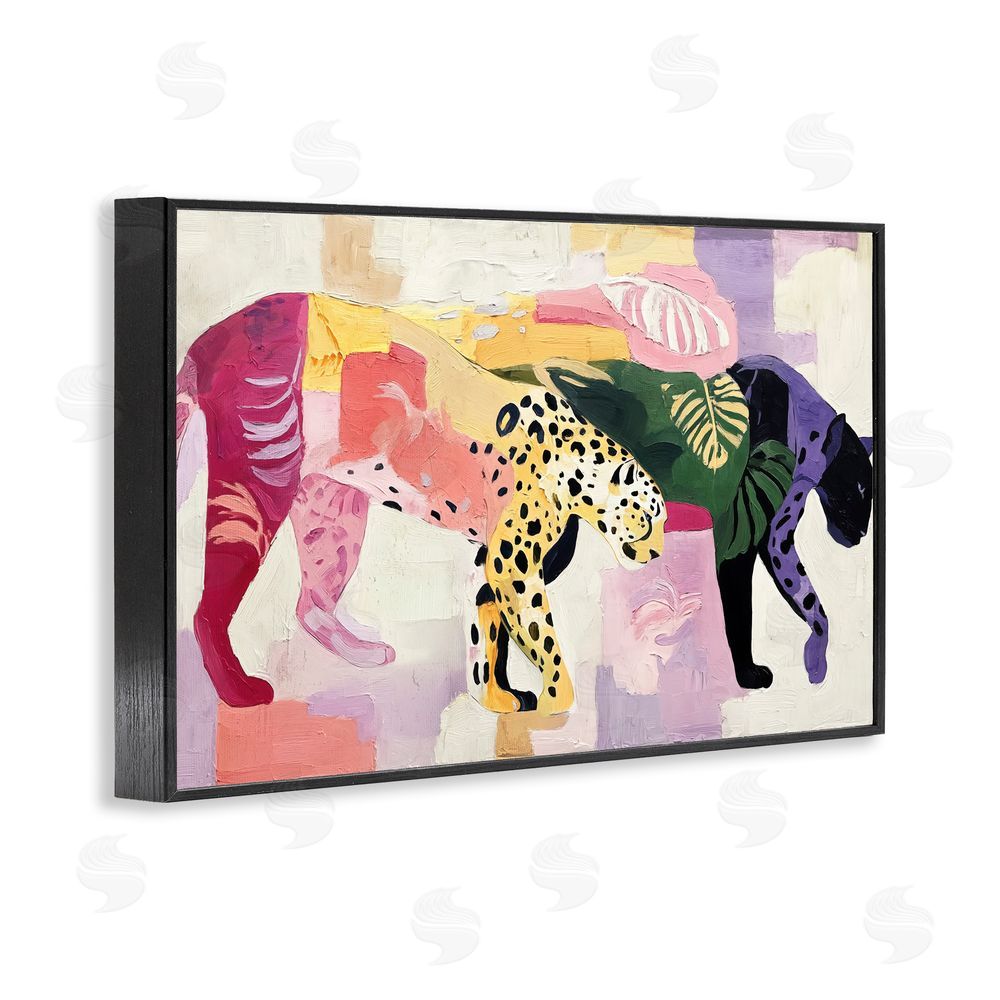 Annabelle Hall Candy Cats Tropical Wildlife Black Framed Giclee Print Wall Art