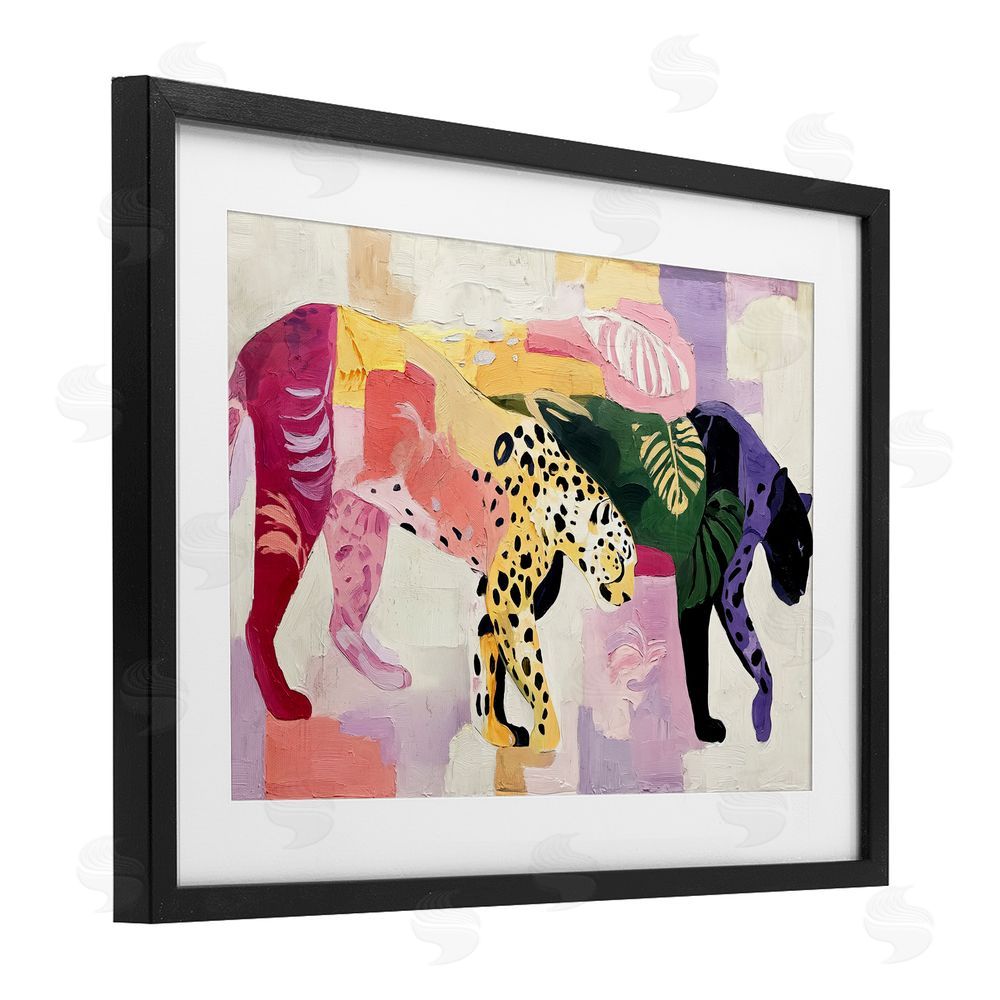 Annabelle Hall Candy Cats Tropical Wildlife Black Framed Print Under Glass Wall Art