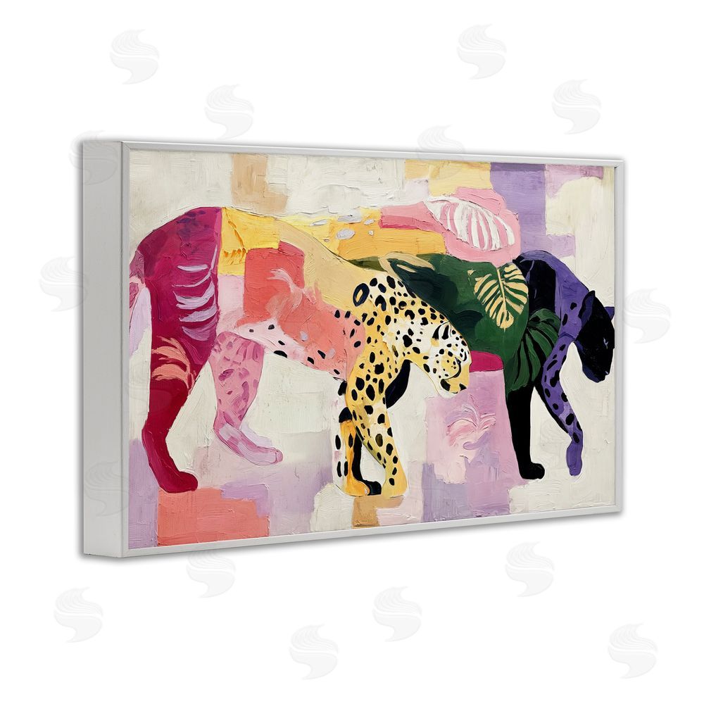 Annabelle Hall Candy Cats Tropical Wildlife White Framed Giclee Print Wall Art