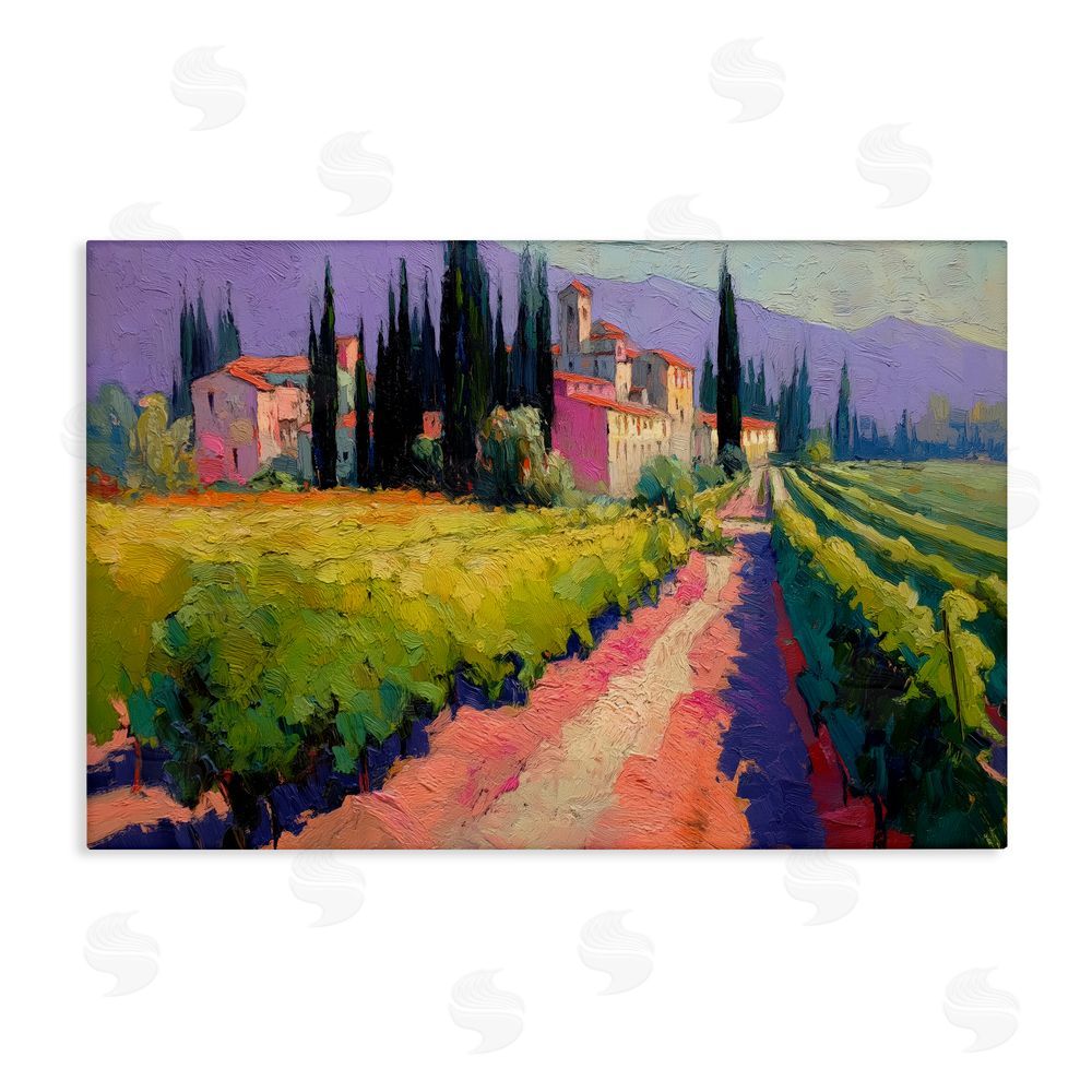 Annabelle Hall Purple Mountains Village Stretched Canvas Wall Art Print