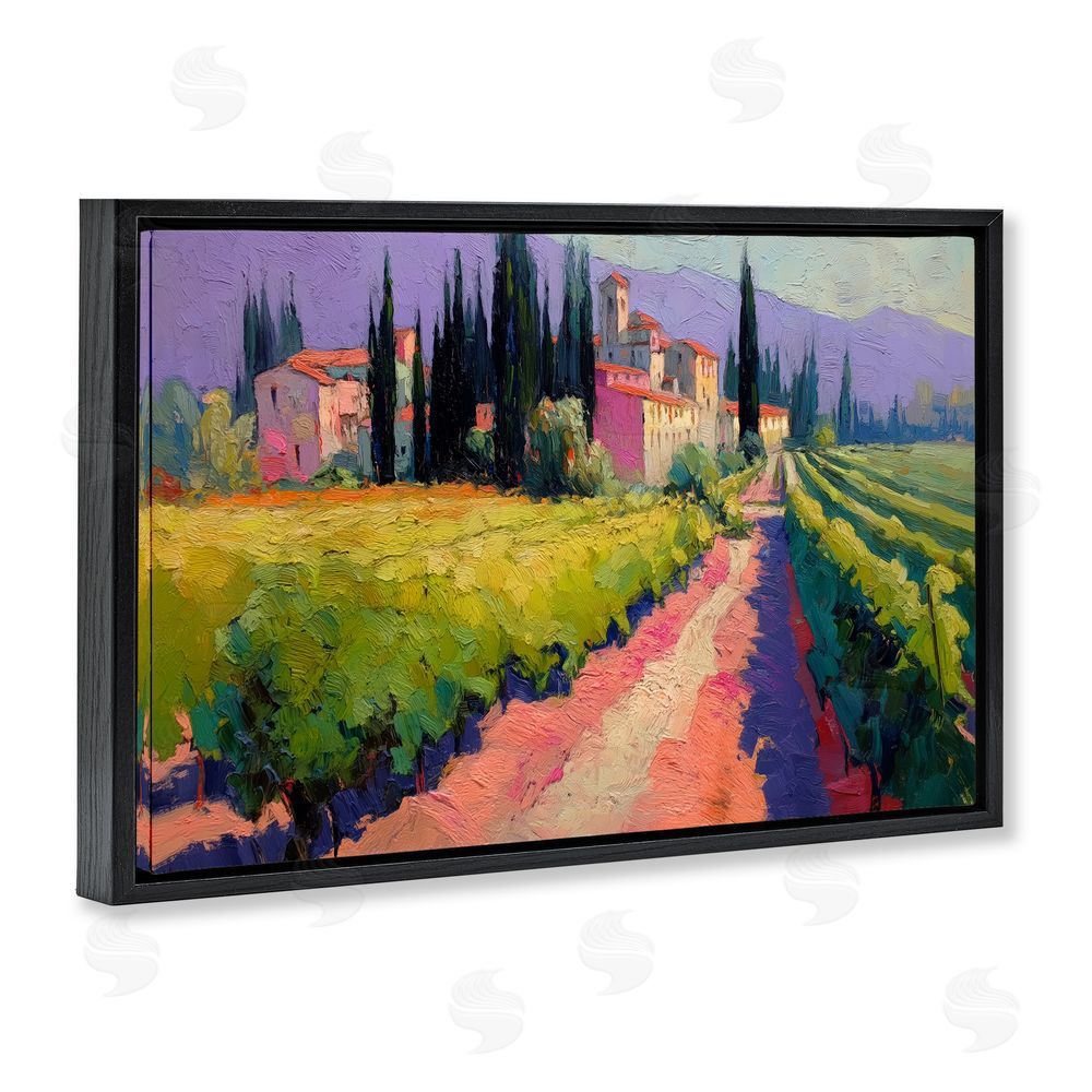 Annabelle Hall Purple Mountains Village Black Floating Frame Canvas Wall Art Print