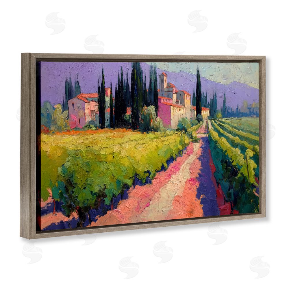 Annabelle Hall Purple Mountains Village Brown Floating Frame Canvas Wall Art Print