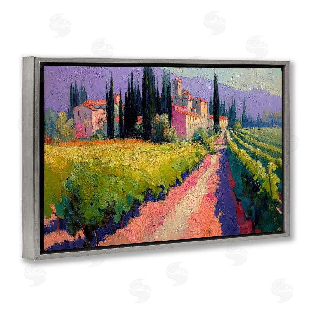 Annabelle Hall Purple Mountains Village Gray Floating Frame Canvas Wall Art Print