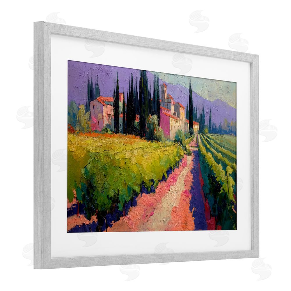 Annabelle Hall Purple Mountains Village Gray Framed Print Under Glass Wall Art