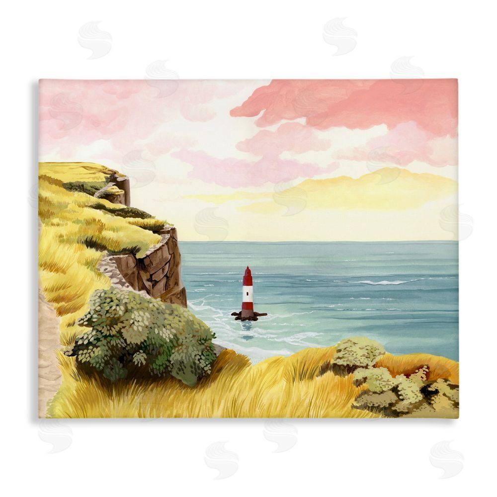 Courtney Haley Beachy Head Lone Lighthouse Stretched Canvas Wall Art Print