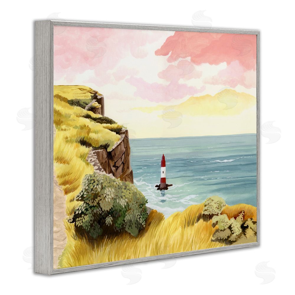 Courtney Haley Beachy Head Lone Lighthouse Gray Framed Giclee Print Wall Art