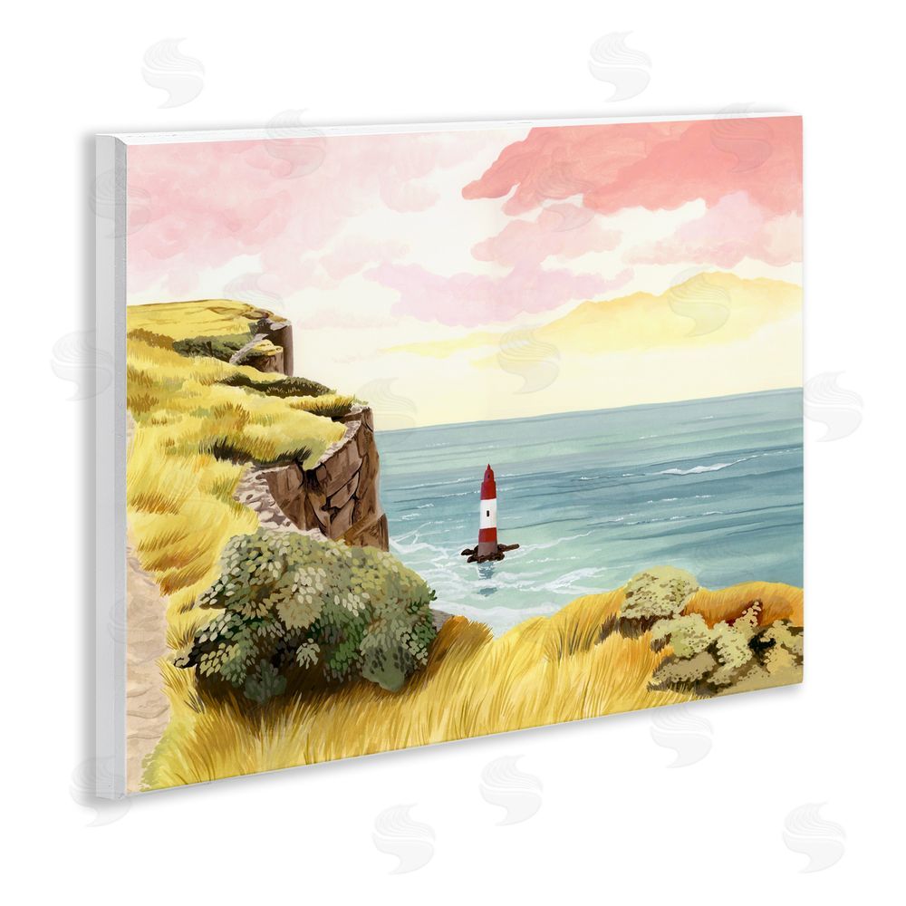 Courtney Haley Beachy Head Lone Lighthouse Wooden Wall Plaque Art Print
