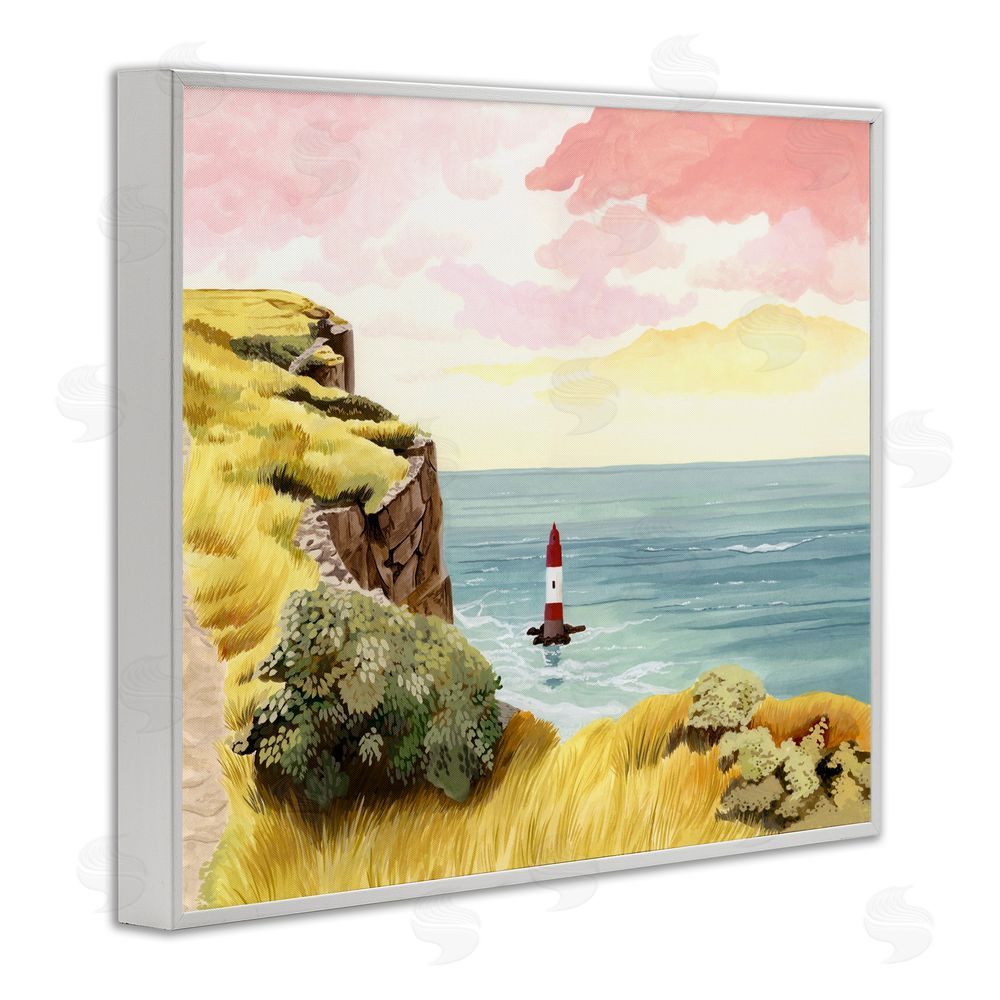 Courtney Haley Beachy Head Lone Lighthouse White Framed Giclee Print Wall Art