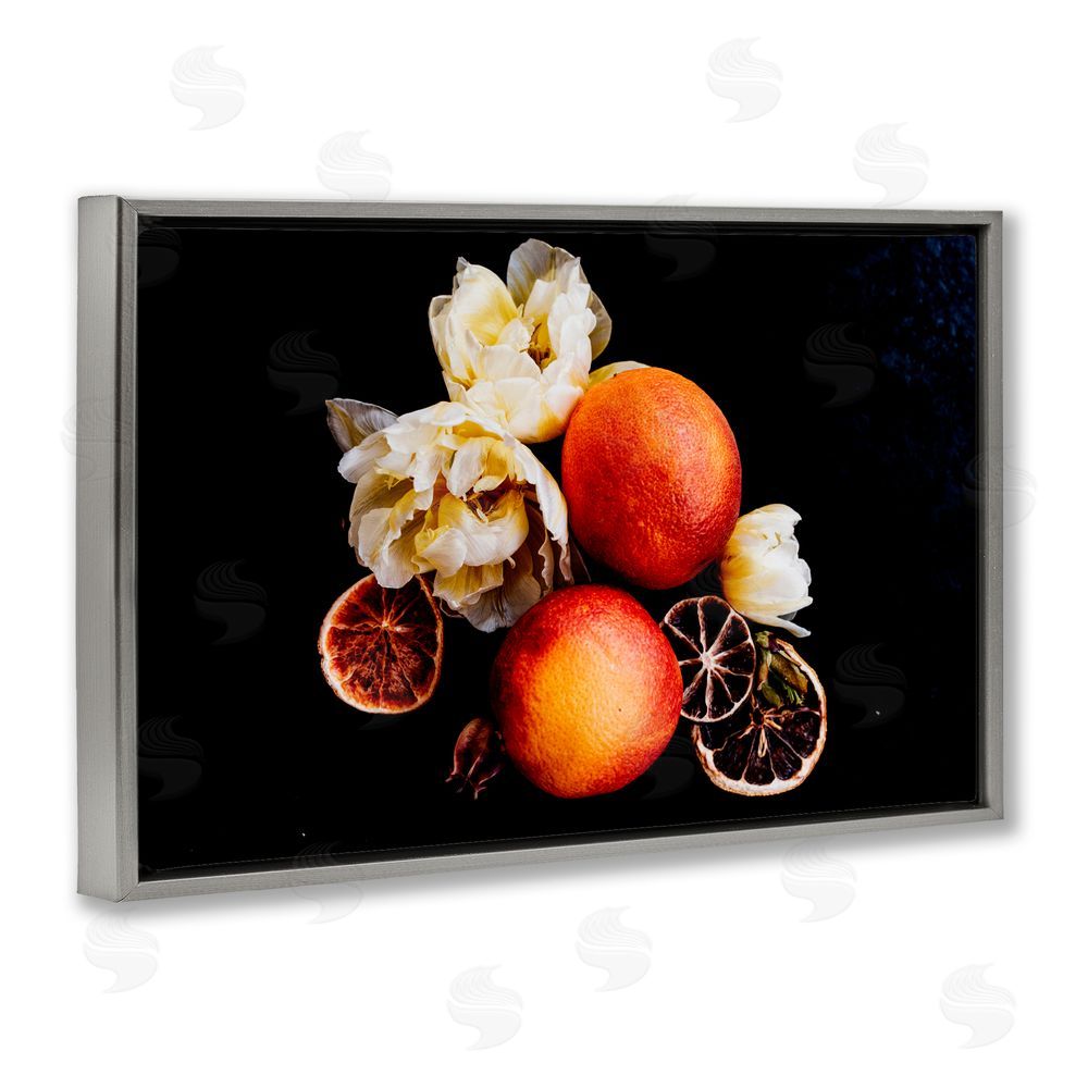 Amy Carroll The Still Spring Fruit Gray Floating Frame Canvas Wall Art Print