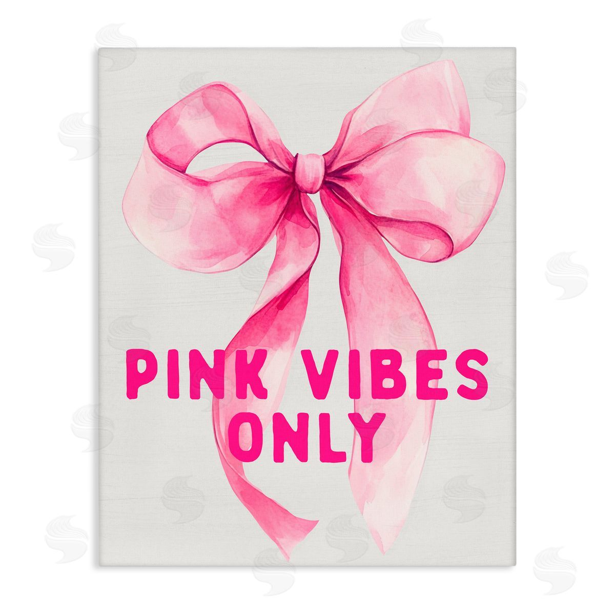 Lettered and Lined Girly Pink Vibes Only Stretched Canvas Wall Art Print
