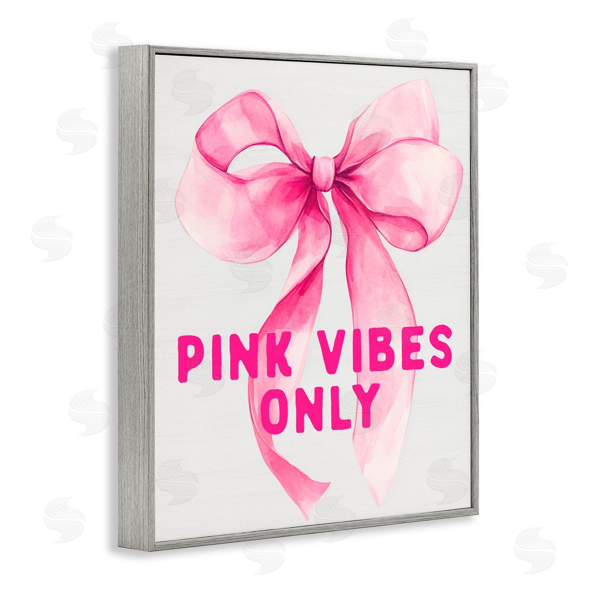 Lettered and Lined Girly Pink Vibes Only Gray Framed Giclee Print Wall Art
