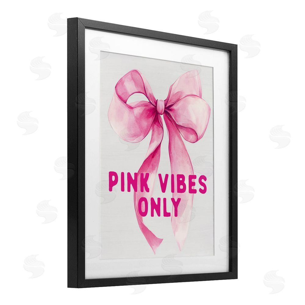 Lettered and Lined Girly Pink Vibes Only Black Framed Print Under Glass Wall Art