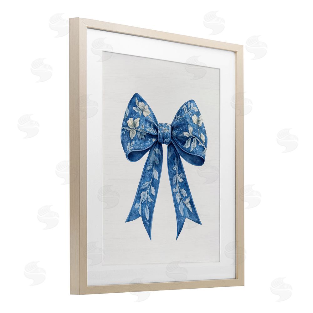 Lettered and Lined Intricate Florals Ribbon Brown Framed Print Under Glass Wall Art